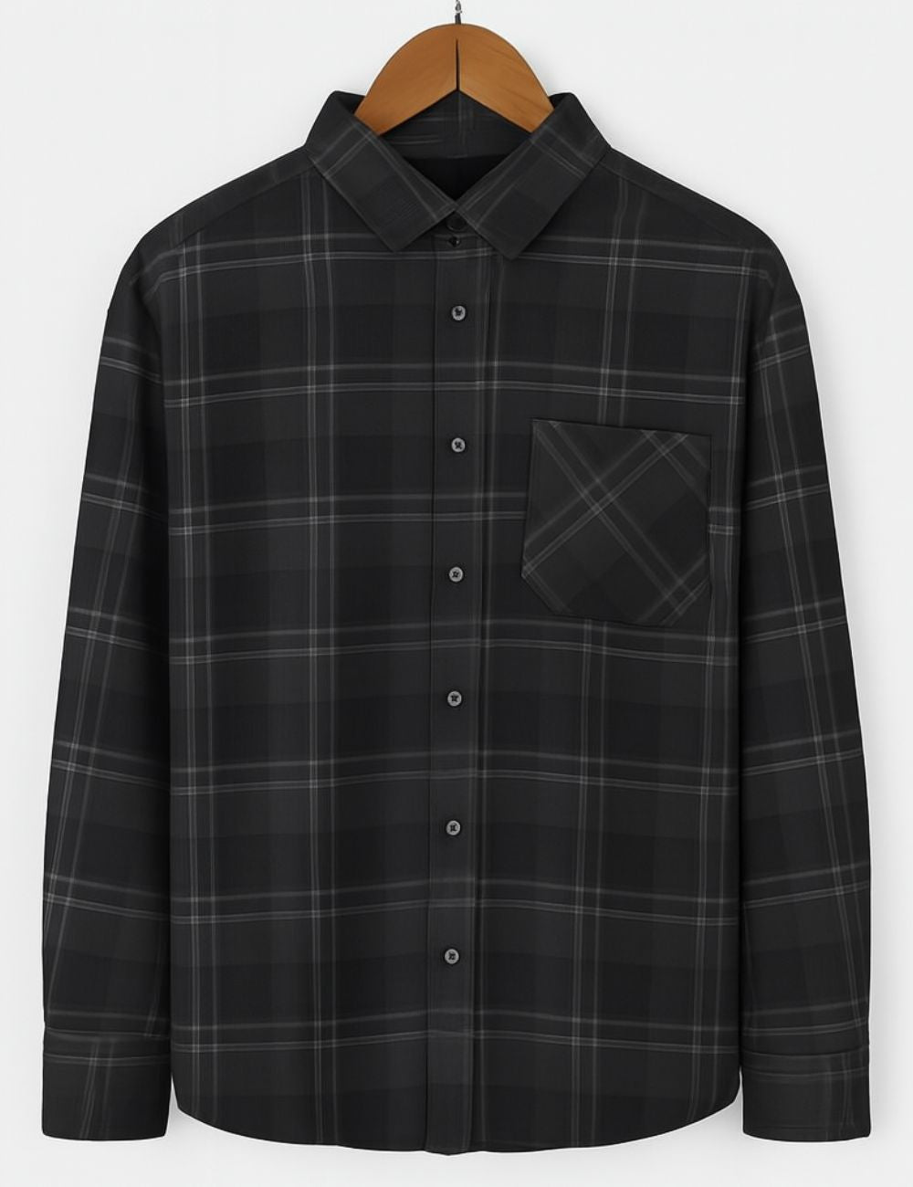 Over Size Checked Shirt (Black)