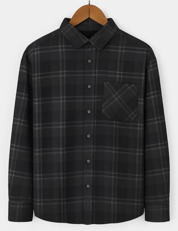 Over Size Checked Shirt (Black)