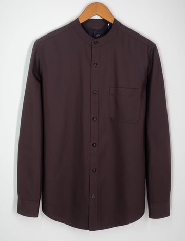 Chinese Collar Plain Shirt (Dark Gray)