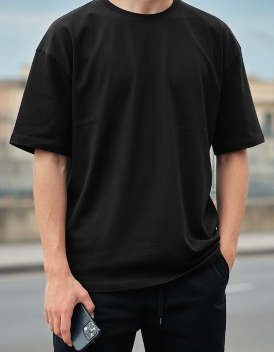 Oversize Half Hand T-Shirt (Black)