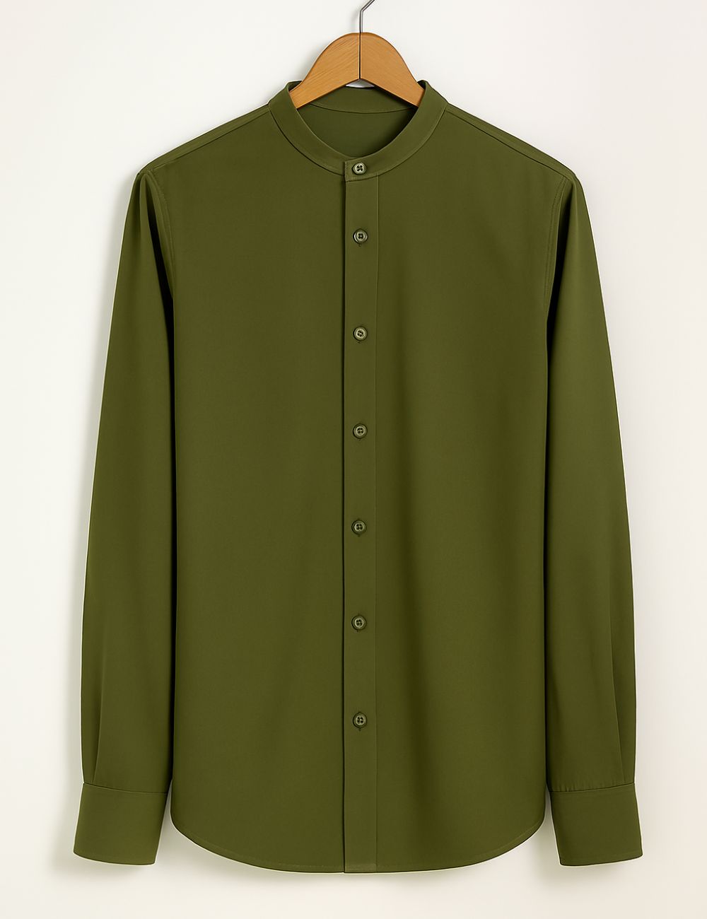 Chinese Collar Plain Shirt (Green)