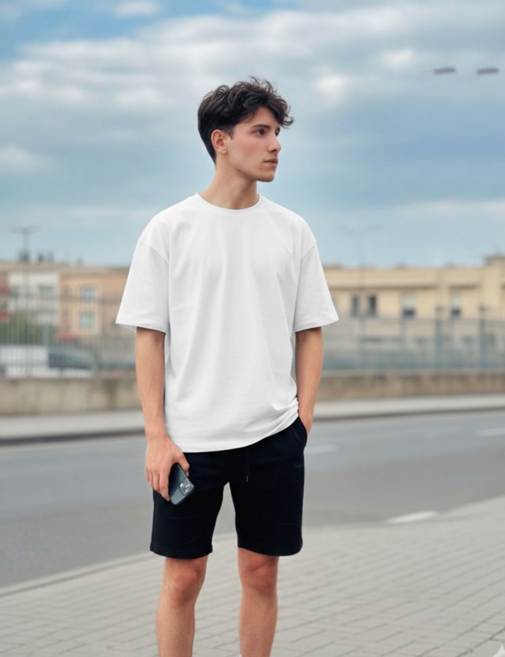 Oversize Half Hand T-Shirt (White)