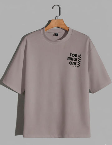 Back Print Over Size T-Shirt D/S (Light Brown)