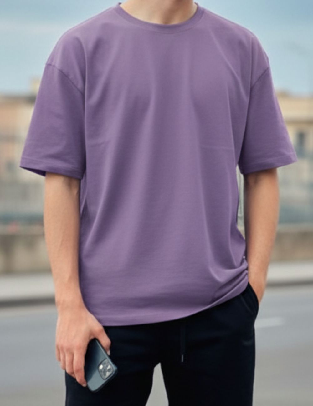 Oversize Half Hand T-Shirt (Violet)