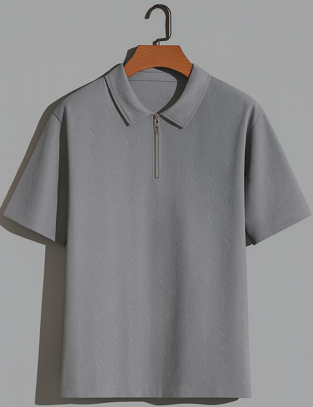 Zipper Half Hand T-Shirt (Gray)