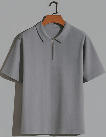 Zipper Half Hand T-Shirt (Gray)