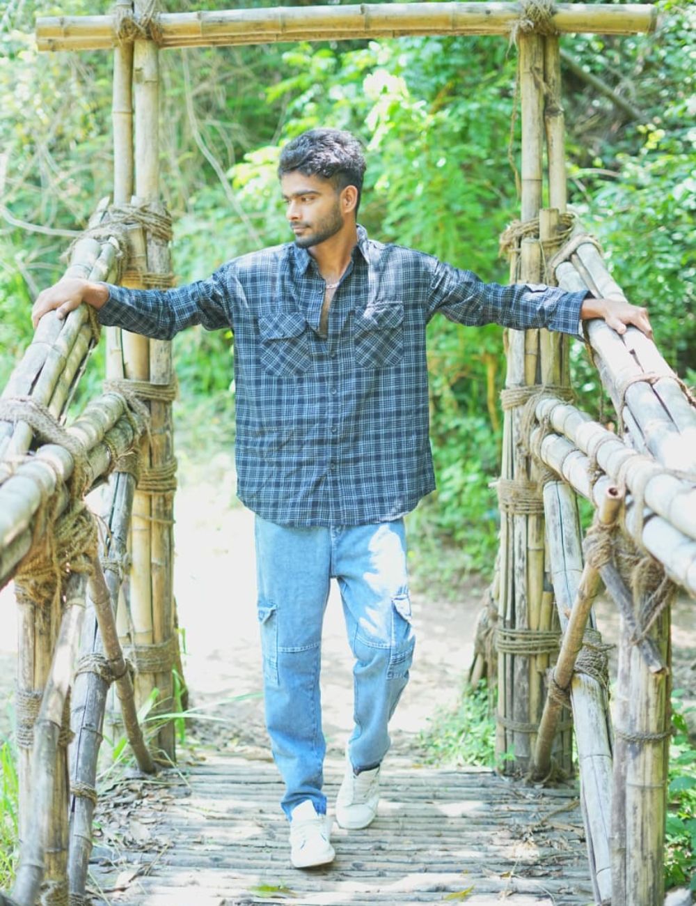 Over Size Checked Shirt (Black)