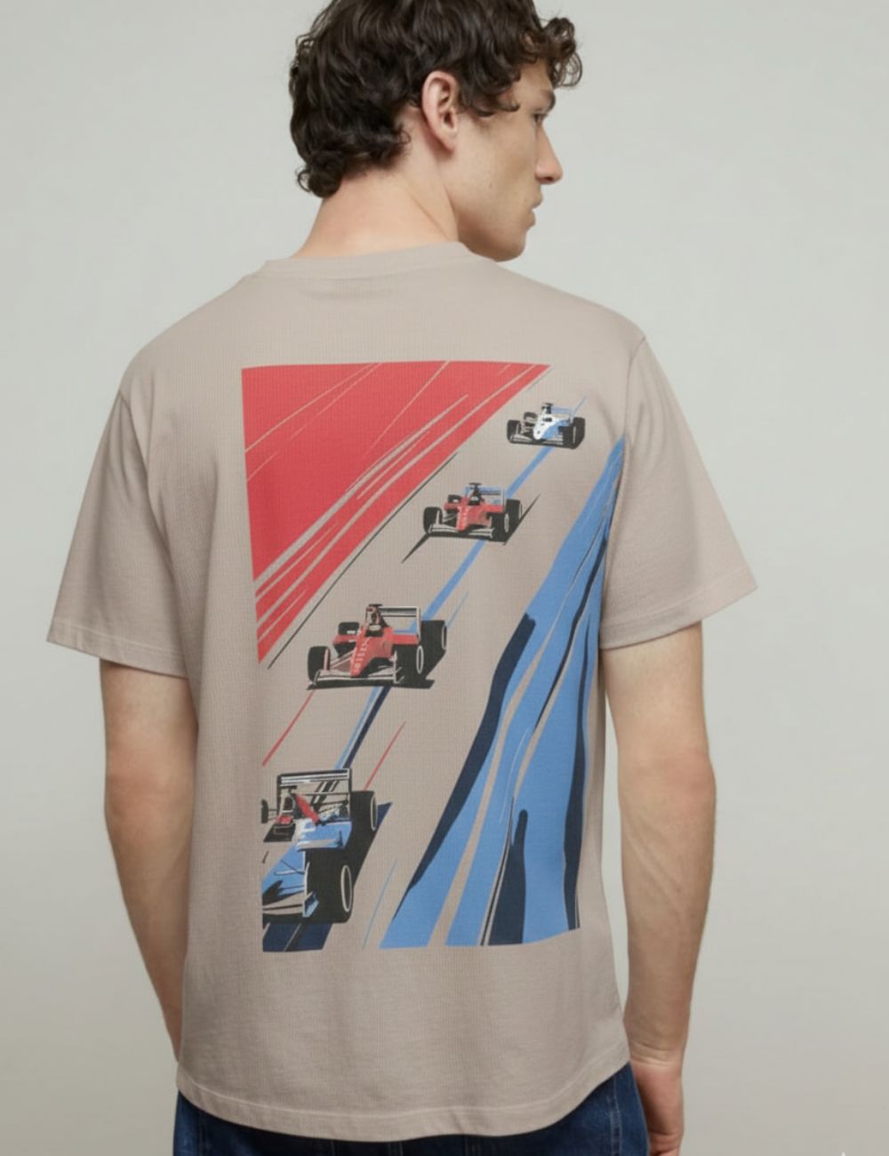 Back Print Over Size T-Shirt D/S (Light Brown)