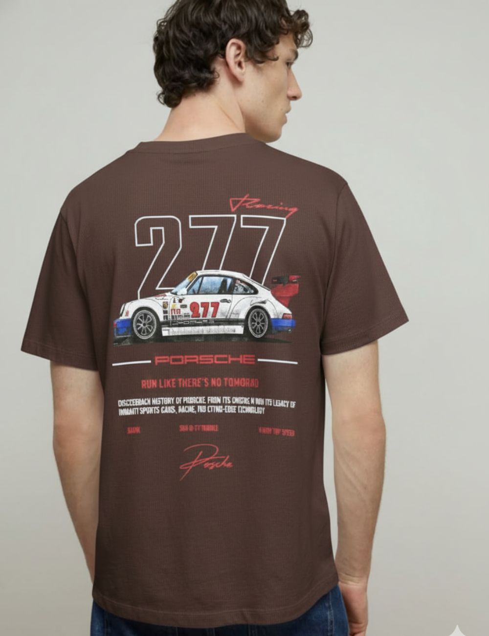 Back Print Over Size T-Shirt D/S (Brown)