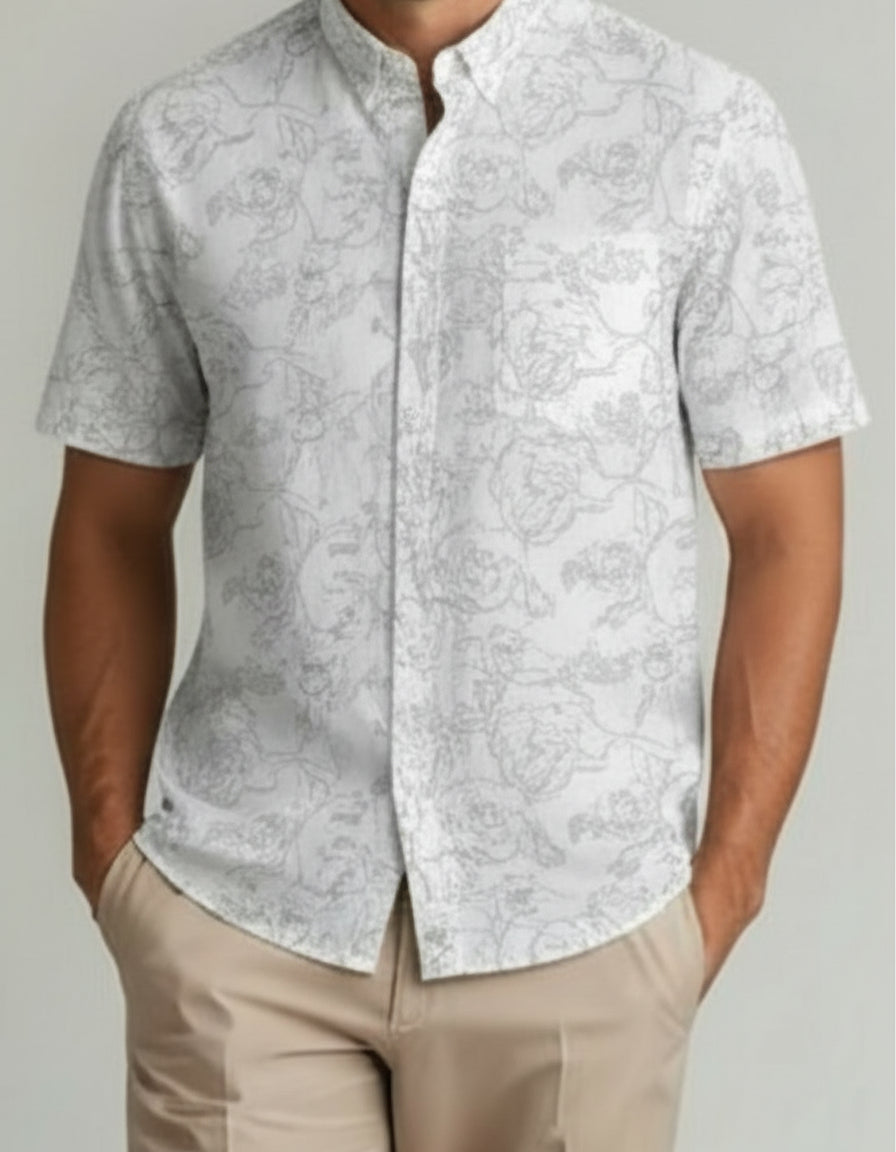 Rayon Half Hand Shirt (White)