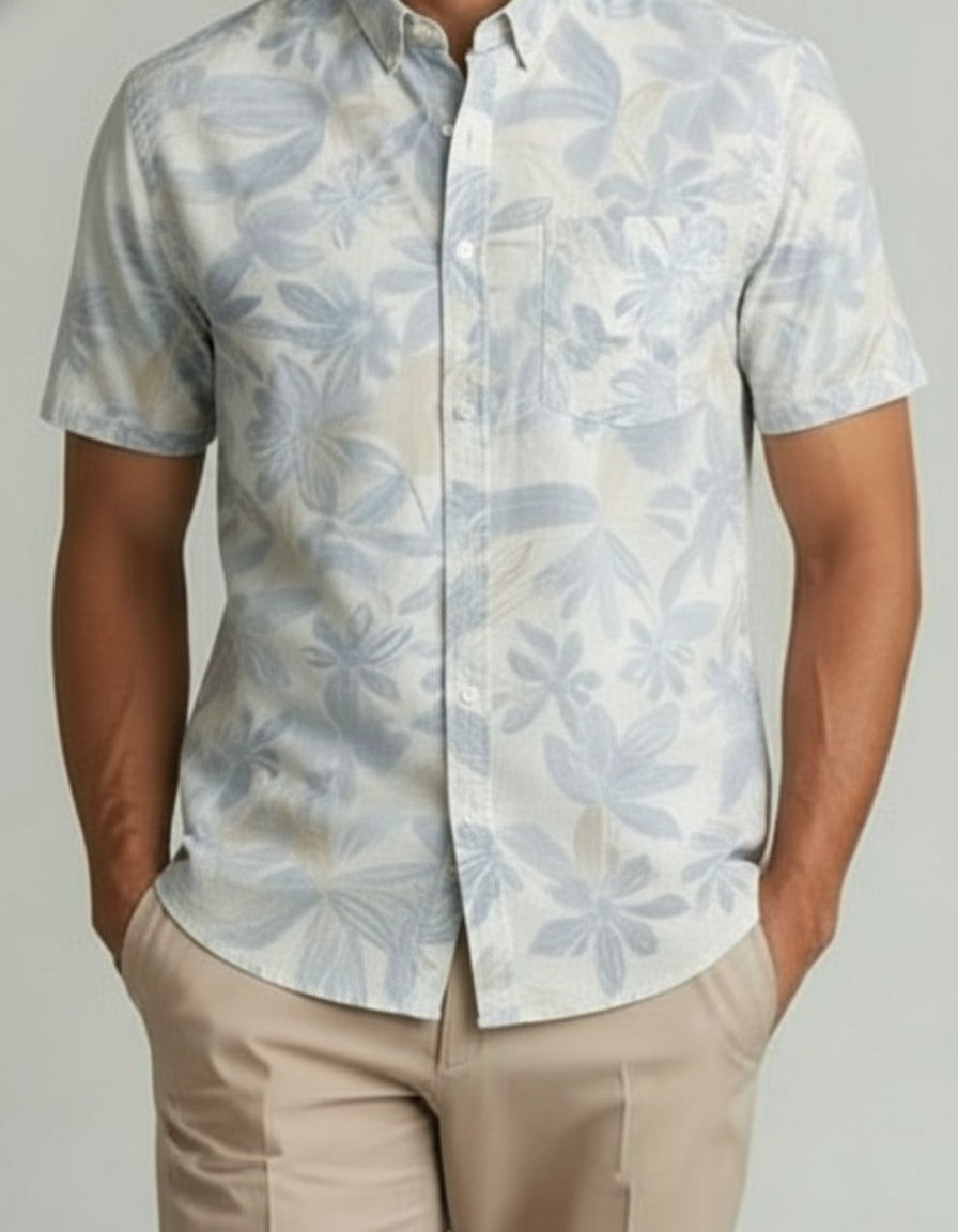 Rayon Half Hand Shirt (Blue)