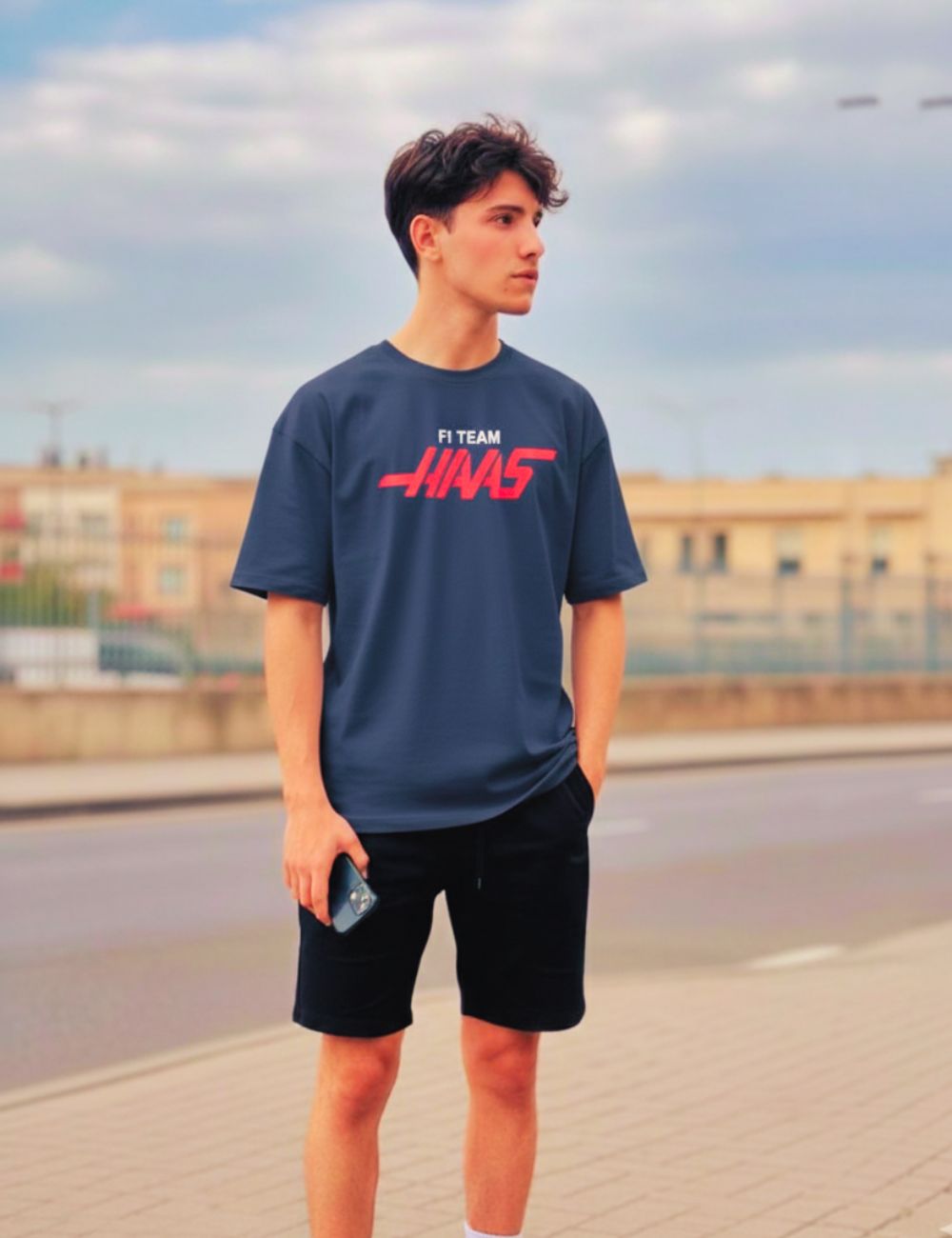 Back Print Over Size T-Shirt D/S (Navy Blue)