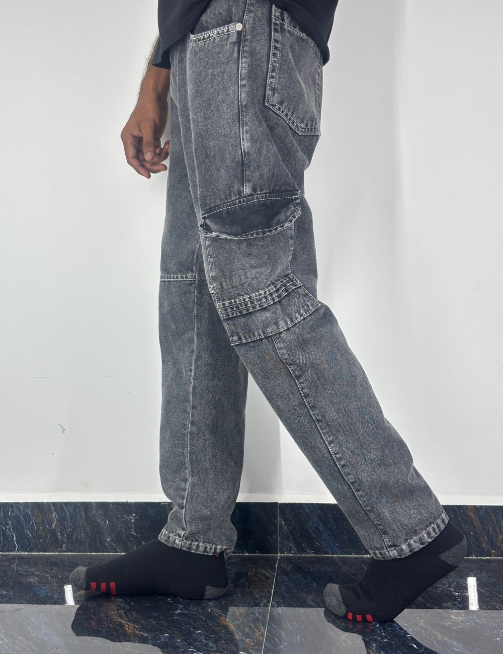 MomFit Cargo Jeans (Gray)