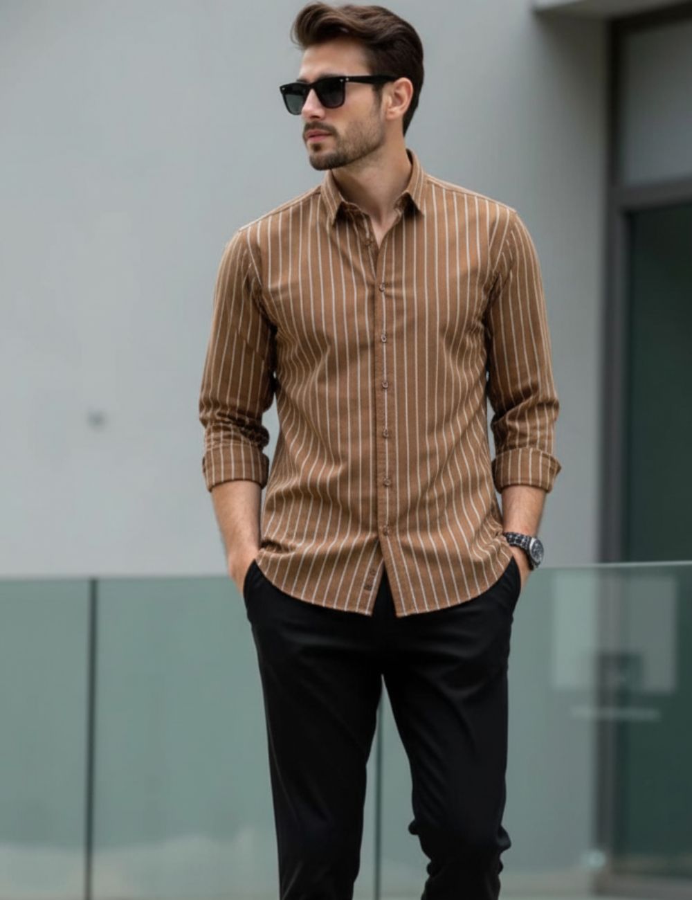 Shirt Striped (Brown)