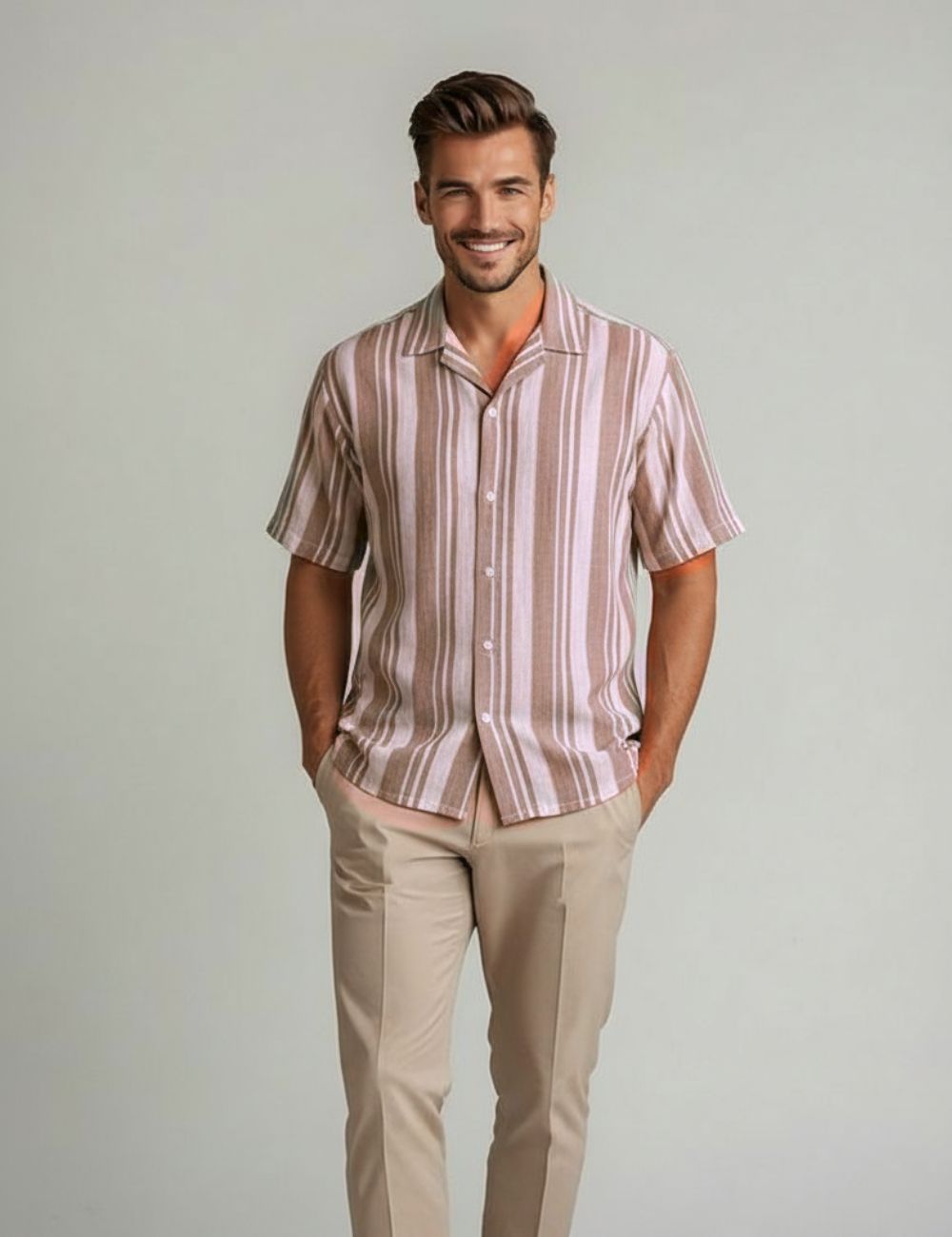 OverSize Half Hand Shirt (Lignt Brown)