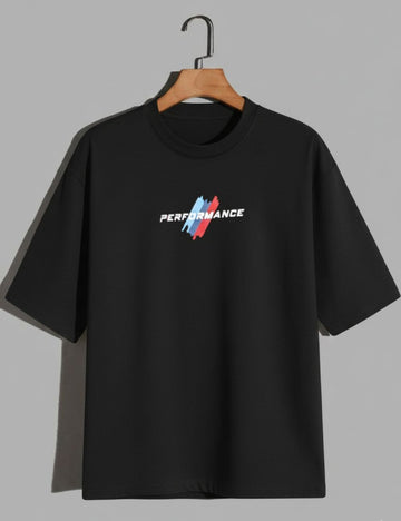 Back Print Over Size T-Shirt D/S (Black)