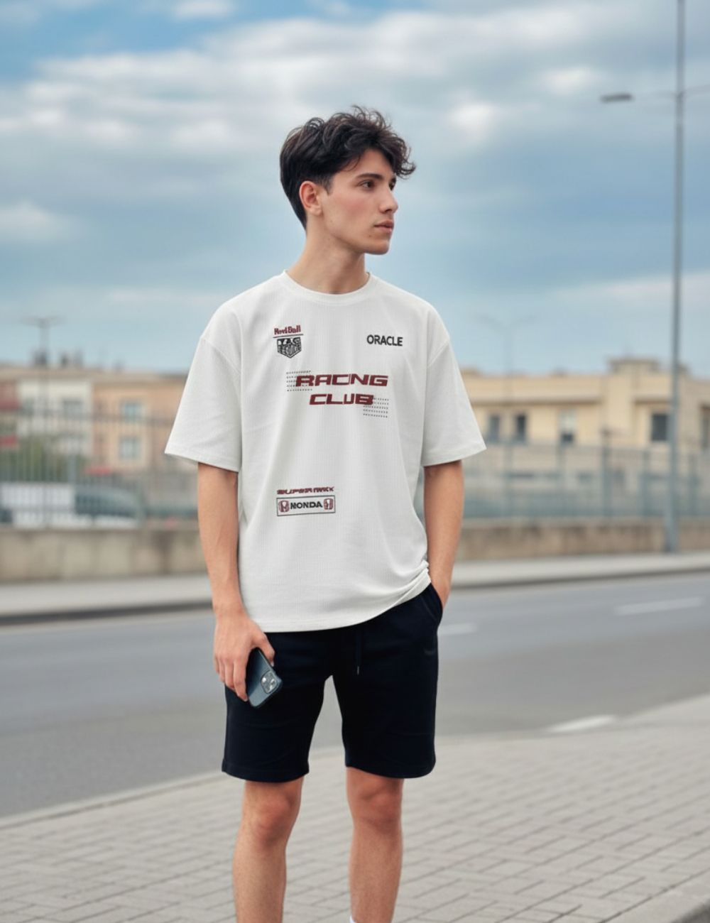 Back Print Over Size T-Shirt D/S (White)