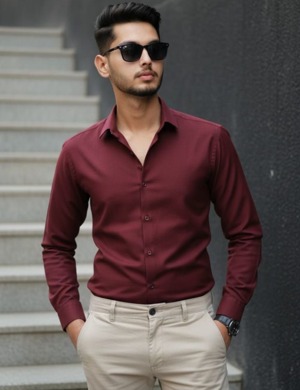 Party Wear Plain Shirt (Rose Gold)