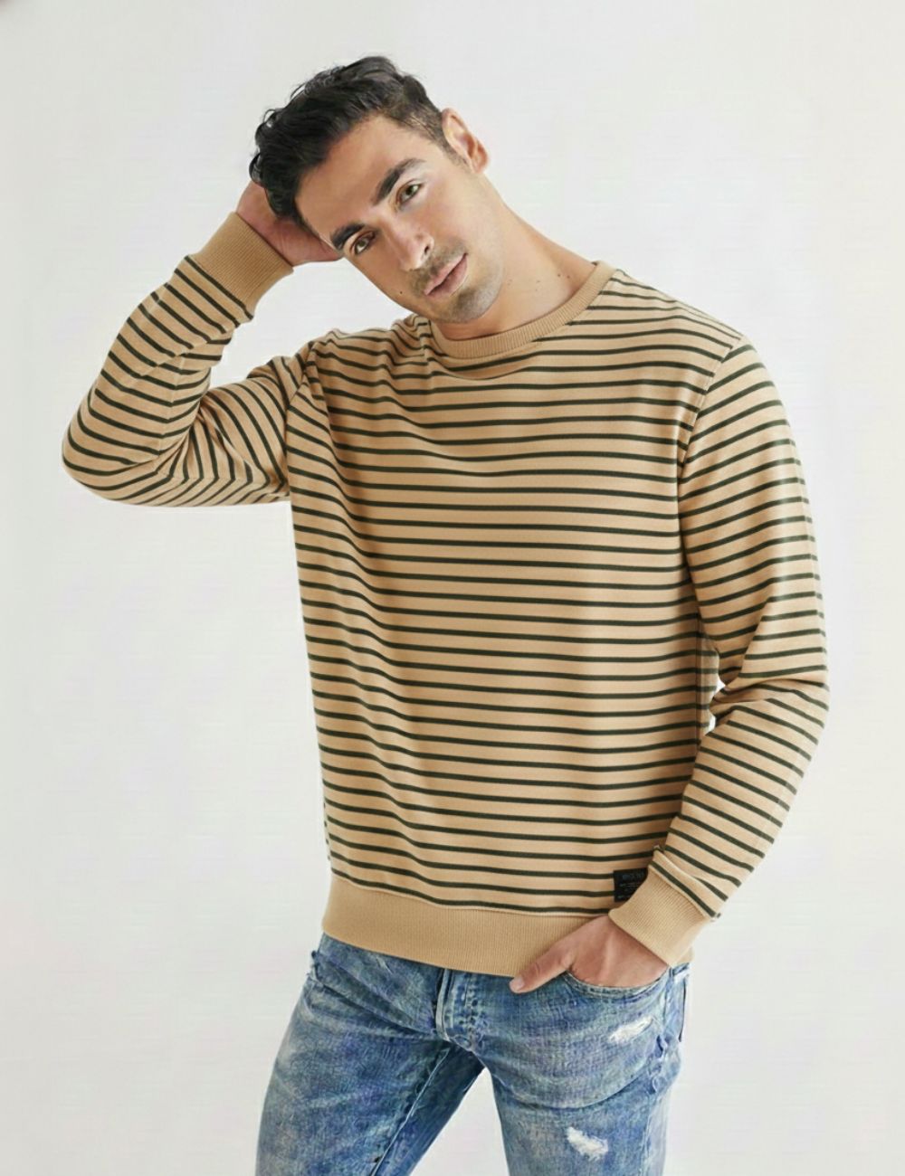 Stripped Full Sleeve T-Shirt (Brown)