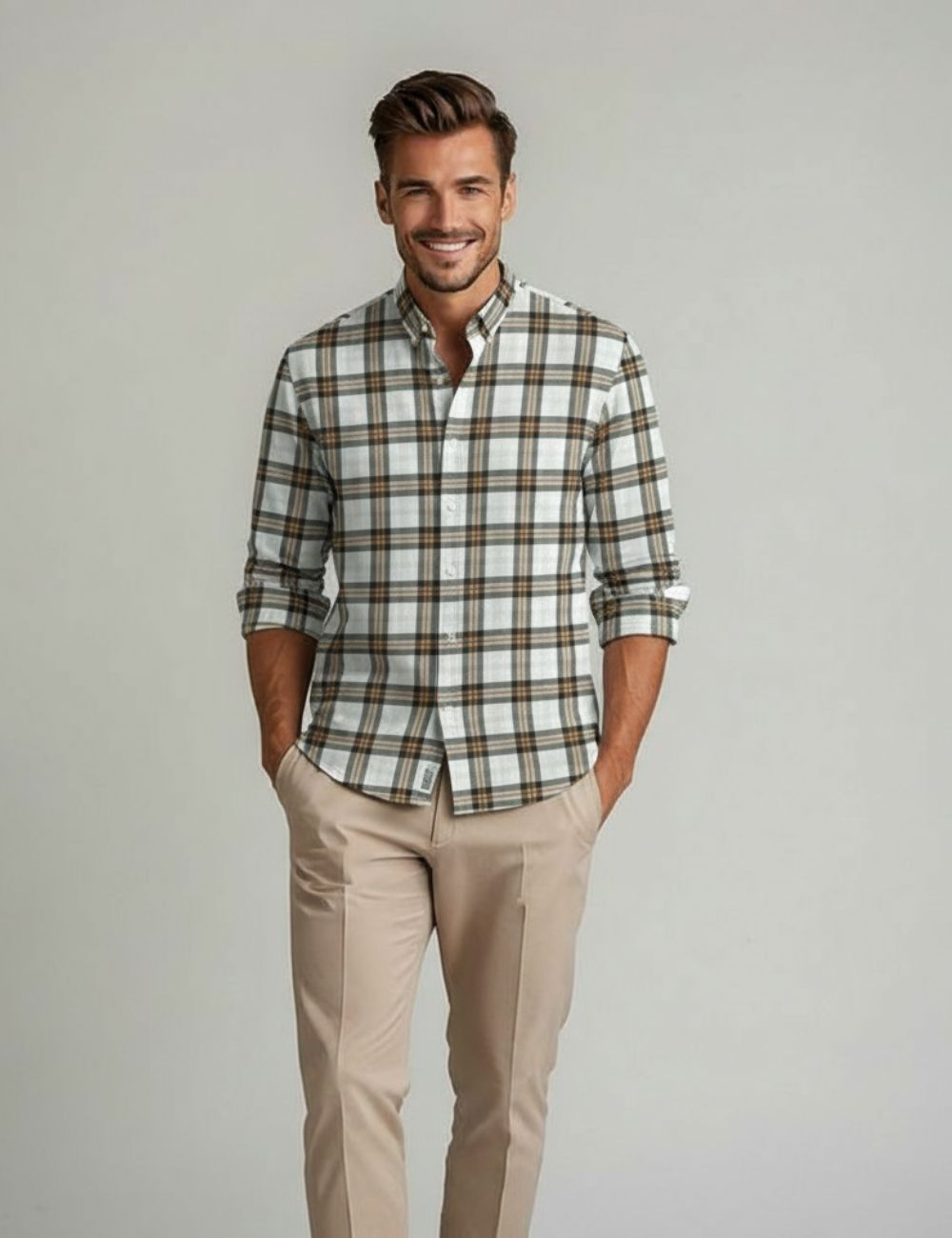 Checked Shirt (Beige)