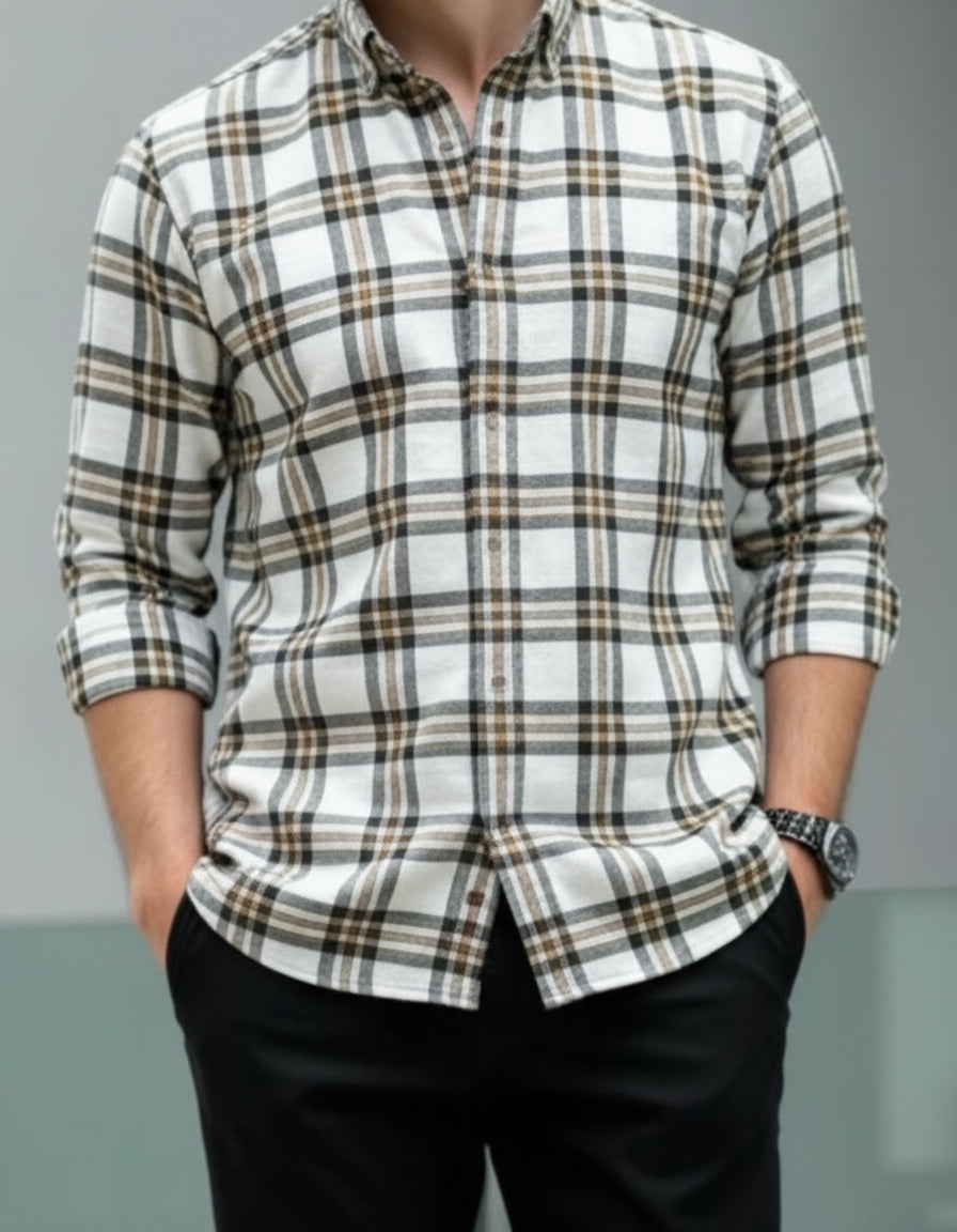 Checked Shirt (Beige)