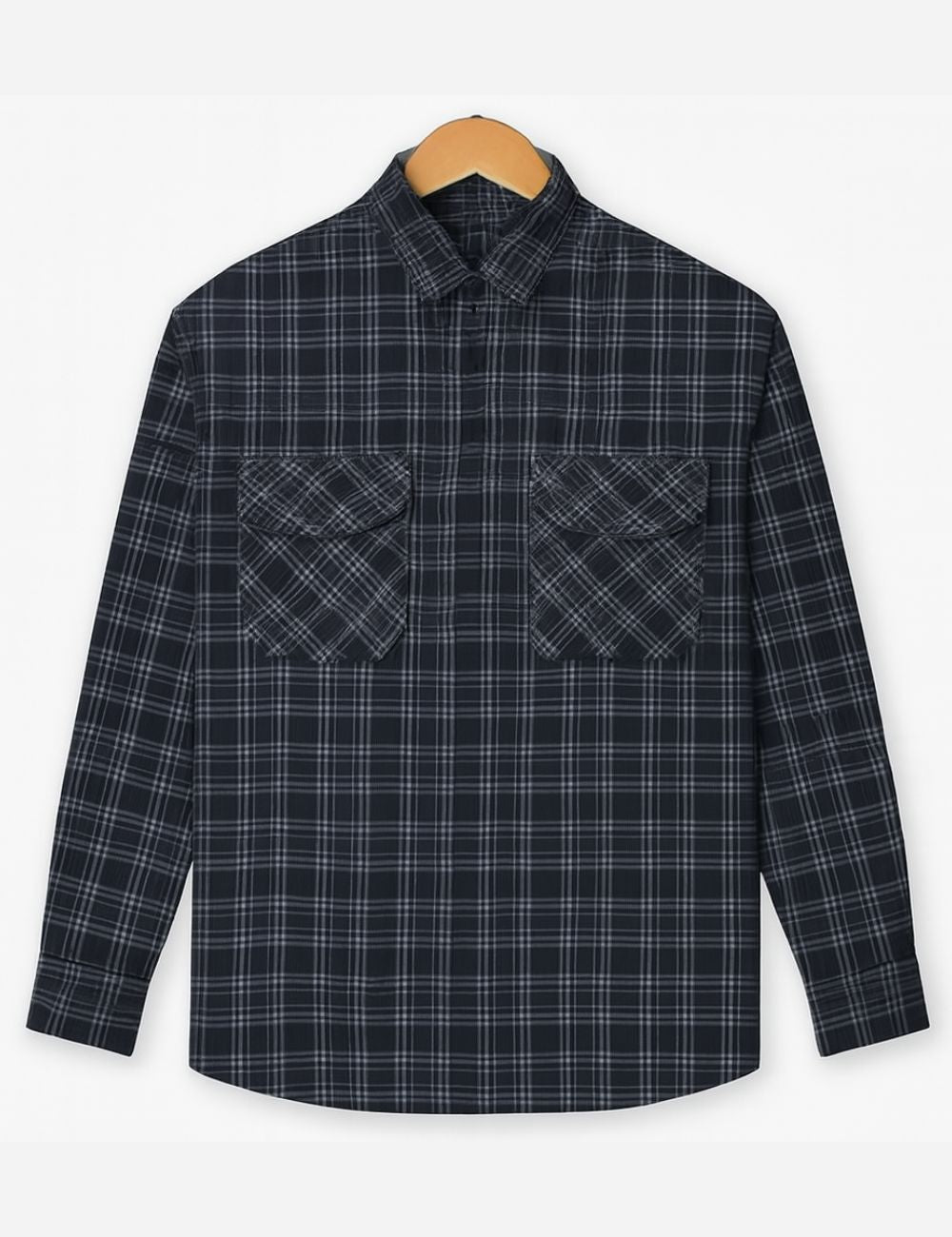 Over Size Checked Shirt (Black)