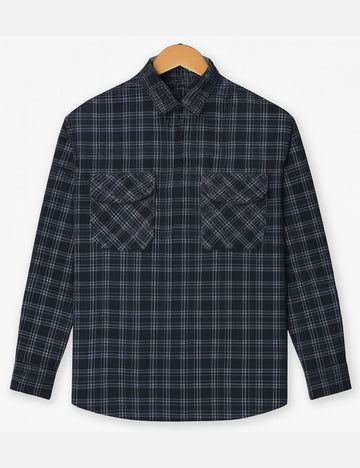 Over Size Checked Shirt (Black)